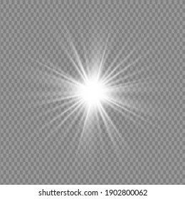 Glowing White Light effect. Vector illustration