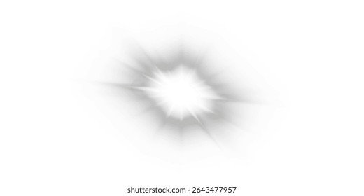 Glowing White Light Sparkle – Transparent PNG with Shiny Star Effect, Silver Glow, Flare and Lens Light Burst, Perfect for Highlights, Magic and Christmas Decor