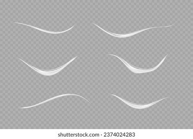 Glowing white lines. Speed ​​line effect, swirl. Light trail wave. Background.