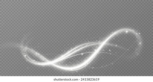 Glowing white lines. Speed ​​line effect, vortex. Easy wave trail.
the wind blows. Background.