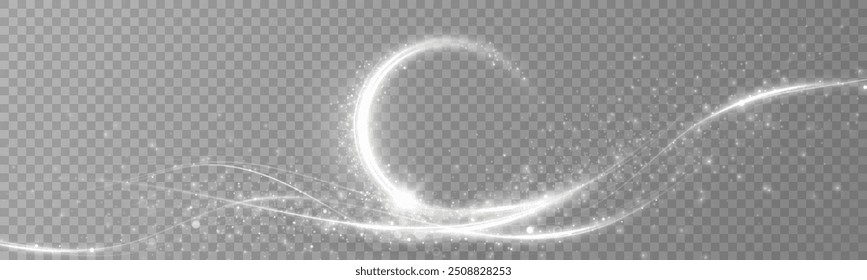 Glowing white lines. Speed ​​line effect, swirl. Light trail wave. Background.Christmas	