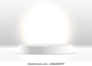glowing white podium platform background for studio or scene creation vector