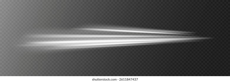 Glowing white speed line. Light effect of vortex and wave. Light and speed trace.
