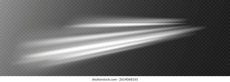Glowing white speed line. Light effect of vortex and wave. Light and speed trace.