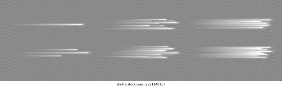 Glowing white speed lines. High speed. Abstract technology background concept. Motion speed and blur. Dynamic lines or rays. Light trail wave, fire path trace line. swirling filament curve.