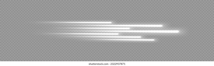 Glowing white speed lines. High speed. White motion speed and movement. Dynamic lines or rays. Light trail wave, fire path trace line. swirling filament curve. Road 