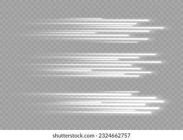 Glowing white speed lines. High speed. White motion speed and movement. Dynamic lines or rays. Light trail wave, fire path trace line. swirling filament curve. Road 