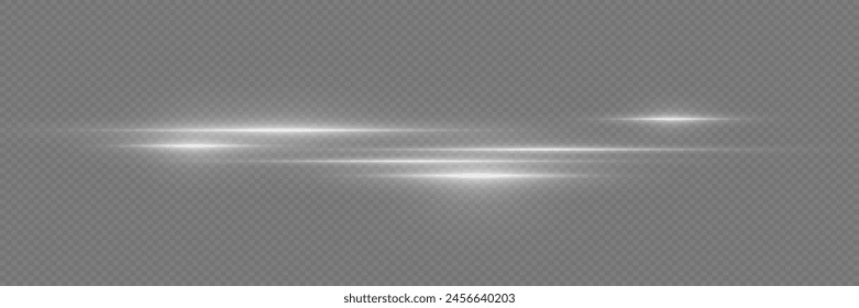 Líneas de velocidad blancas brillantes. Efecto de luz de rayos. Sobre un fondo transparente.