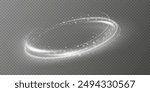 Glowing white spiral. Speed ​​abstract lines effect. Rotating shiny rings. Glowing circular lines. Glowing ring trail. Vector.	