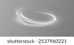 Glowing white spiral. Speed ​​abstract lines effect. Rotating shiny rings. Glowing circular lines. Glowing ring trail. Vector.	
