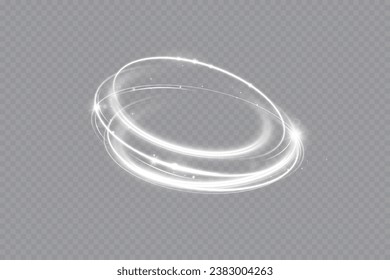 Espiral blanca resplandeciente. Velocidad de las líneas abstractas. Anillos brillantes giratorios. Líneas circulares brillantes. Pista de anillo brillante. Vector.