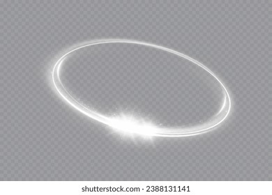 Espiral blanca resplandeciente. Velocidad de las líneas abstractas. Anillos brillantes giratorios. Líneas circulares brillantes. Pista de anillo brillante. Vector.	