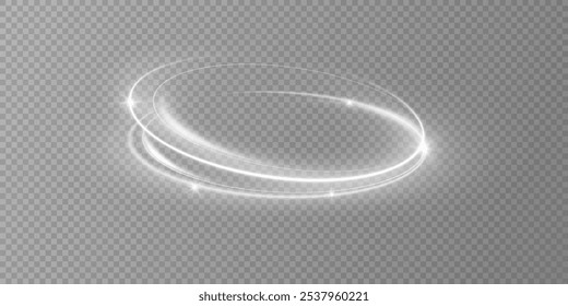 Espiral blanca brillante. Velocidad ​ ​efecto de líneas abstractas. Anillos brillantes giratorios. Líneas circulares brillantes. Sendero de anillo brillante. Vector.	