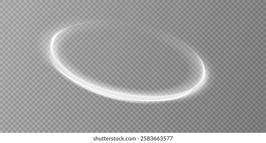 Glowing white spiral. Speed ​​abstract lines effect. Rotating shiny rings. Glowing circular lines. Glowing ring trail. Vector.	