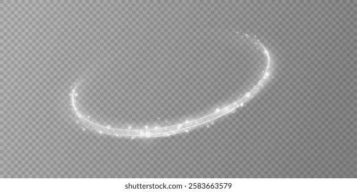 Glowing white spiral. Speed ​​abstract lines effect. Rotating shiny rings. Glowing circular lines. Glowing ring trail. Vector.	