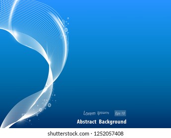 Glowing white wave lines on blue gradient background, high resolution