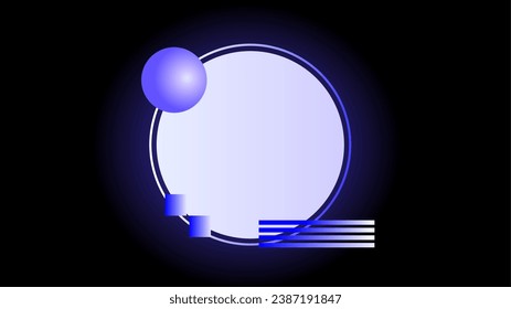 Glowing whitish blue circle with abstract geometric elements simple copy space background