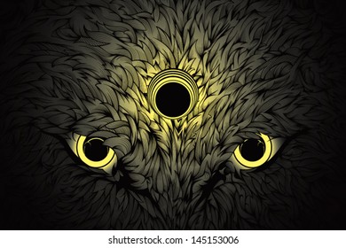 glowing eyes in the dark wolf