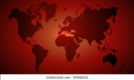 Glowing World Map Silhouette, Vector Illustration. 