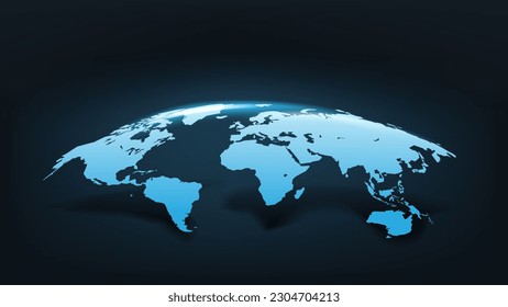 Glowing world map. Vector 3d illustration 