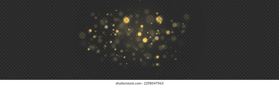 Círculos de bokeh amarillos brillantes, polvo dorado brillante abstracto de oro lujoso decoración de fondo. Partículas mágicas de polvo. Las estrellas brillantes desenfocadas y parpadeantes brillan. El concepto navideño destello vector.