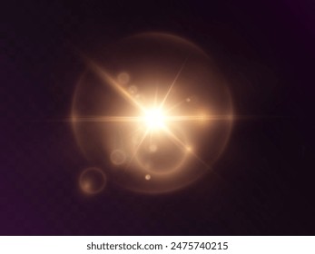 Glowing yellow effect with highlights. Abstract yellow flash of light. Isolated on transparent background. Art and web design vector.	
