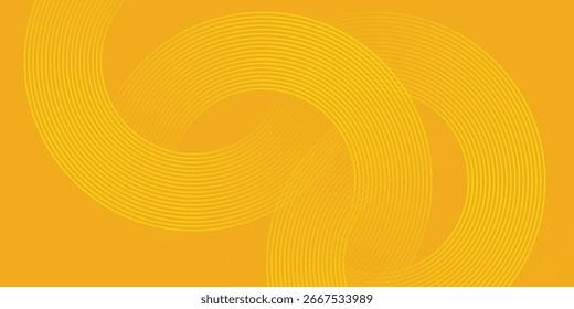 Líneas geométricas amarillas brillantes sobre un fondo naranja. Círculo amarillo brillante moderno abstracto. ilustración de patrón de Vector eps10