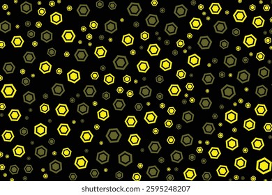 Glowing yellow hexagons on a black background  futuristic abstract digital pattern, perfect for tech, cyber, and modern design themes.