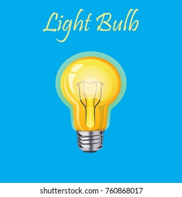 glowing yellow light bulb. High quality original trendy vector realistic illustration of a light bulb