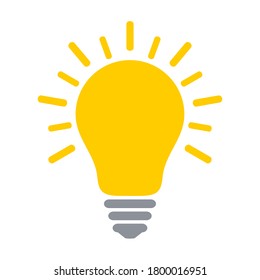 Glowing yellow light bulb icon isolated on a white background. Vector EPS 10