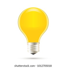 Glowing yellow light bulb as inspiration concept. Vector illustration.