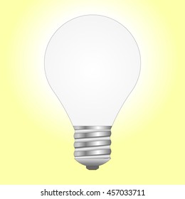 Glowing yellow light bulb. Vector illustration.
