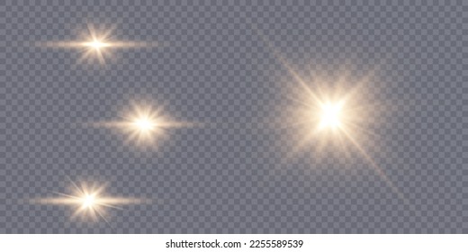 Glowing yellow light effect for backlight. Sun, star, flash. Vector illustration