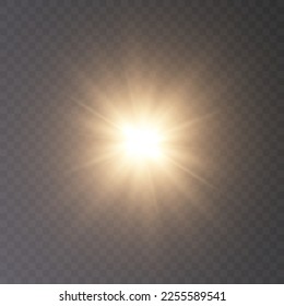 Glowing yellow light effect for backlight. Sun, star, flash. Vector illustration