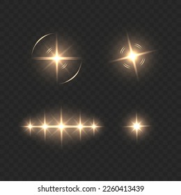 Glowing yellow light effect for backlight. Sun, star, flash. Vector illustration