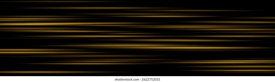 Glowing yellow light trails creating layered motion blur on dark background. Perfect for futuristic UI, digital speed elements, or sci-fi data animations.