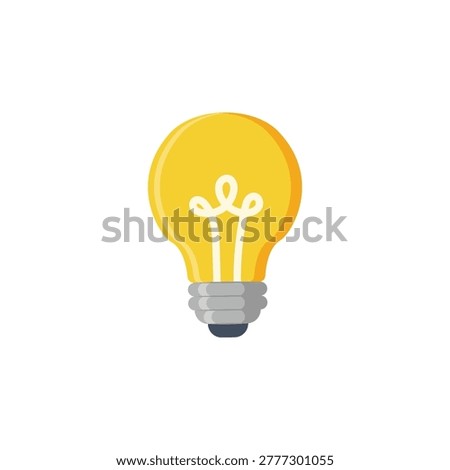 Glowing Yellow Lightbulb Vector Illustration. Brilliant Idea and Inspiration Symbol