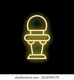 Glowing yellow neon sign representing a classic column, evoking ancient architecture and interior design