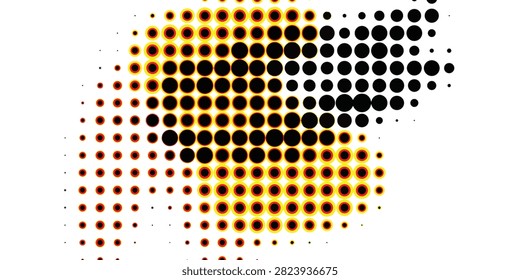 glowing yellow and orange circular dots arranged in an abstract geometric pattern on black background vibrant digital design
