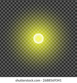 Un orbe amarillo brillante irradia luz contra un fondo transparente de tablero de ajedrez maravillosamente	
