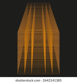 Glowing yellow stripes. Vertical light pattern. Abstract beam vector. Dark background shape.