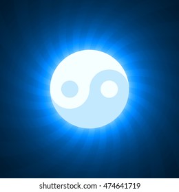 glowing yin and yang symbol. blue version.