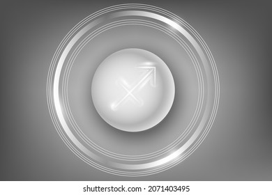 Glowing Zodiac Sign on a white button. Astrological symbolism.