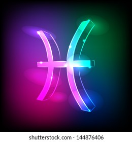 Glowing zodiac sign "Pisces" on a dark background