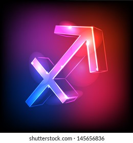 Glowing zodiac sign "Sagittarius" on a dark background