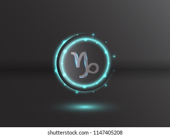 Glowing zodiac symbol on a gray background
