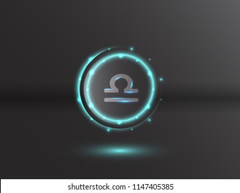 Glowing zodiac symbol on a gray background