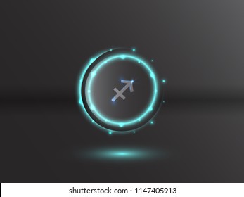 Glowing zodiac symbol on a gray background
