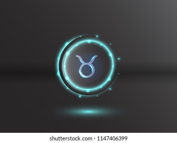 Glowing zodiac symbol on a gray background