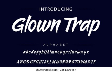 Glown Trap brush stroke handwritten alphabet vector sans serif font design